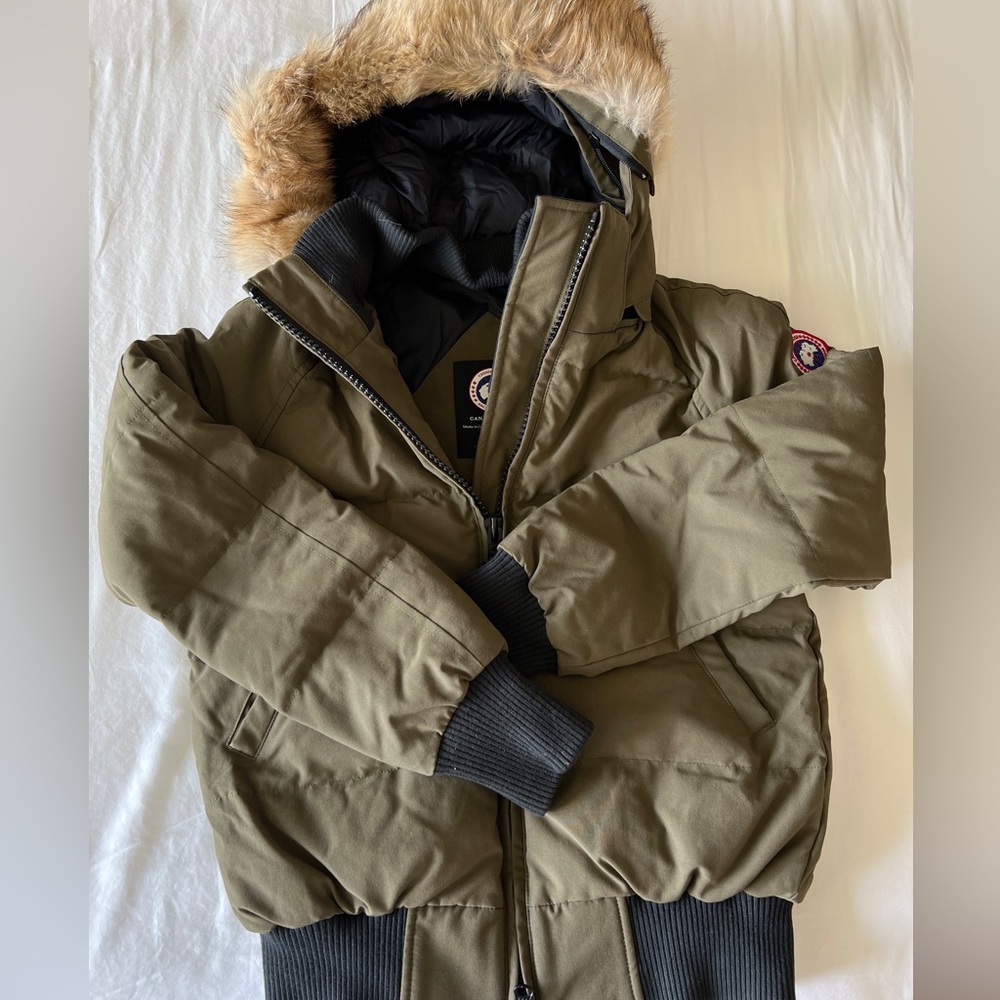 Canada Goose Olive Green Ski Jacket with Fur-Trim Hood